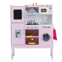 Cucinetta per bambini con cappa macchina del ghiaccio telefono, Cucina con luci e suoni realistici per bambini Rosa-Cucine giocattoli