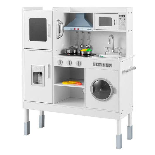 Cucinetta per bambini con cappa macchina del ghiaccio telefono, Cucina con luci e suoni realistici per bambini Bianco-Cucine giocattoli