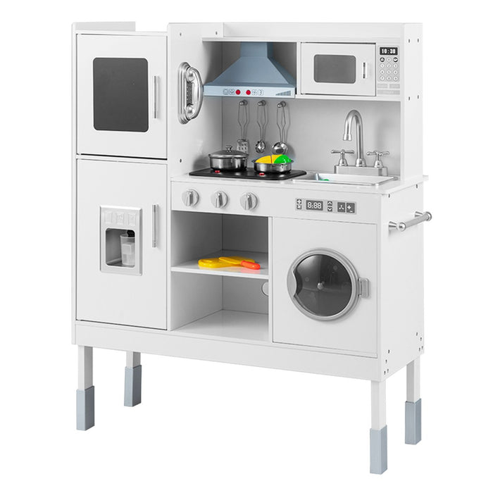 Cucinetta per bambini con cappa macchina del ghiaccio telefono, Cucina con luci e suoni realistici per bambini Bianco-Cucine giocattoli