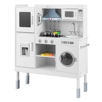 Cucinetta per bambini con cappa macchina del ghiaccio telefono, Cucina con luci e suoni realistici per bambini Bianco-Cucine giocattoli