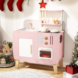 Cucina giocattolo per bambini set cucina in legno con fornelli lavandino rubinetto e forno, Cucina set da chef gioco-Cucine giocattoli