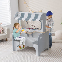 Cucina giocattolo per bambini con sala da t¨¨, Cucina finta giocattolo con suoni accessori per cucina Grigio-Cucine giocattoli