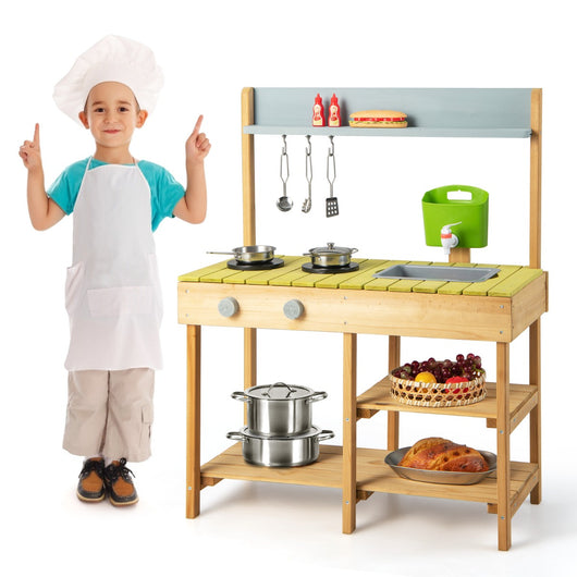 Cucina giocattolo per bambini con serbatoio d'acqua rimovibile rubinetto realistico, Cucina gioco 75x35x92cm-Cucine giocattoli