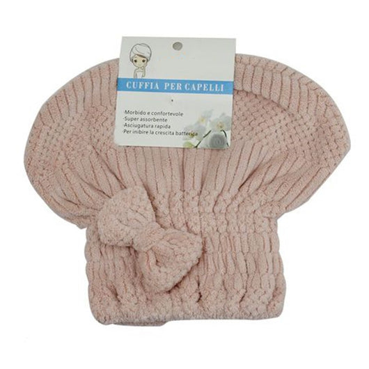 Trade Shop - Cuffia Asciuga Capelli Asciugamano Doccia Morbido Assorbente Fiocco Rosa 79625         