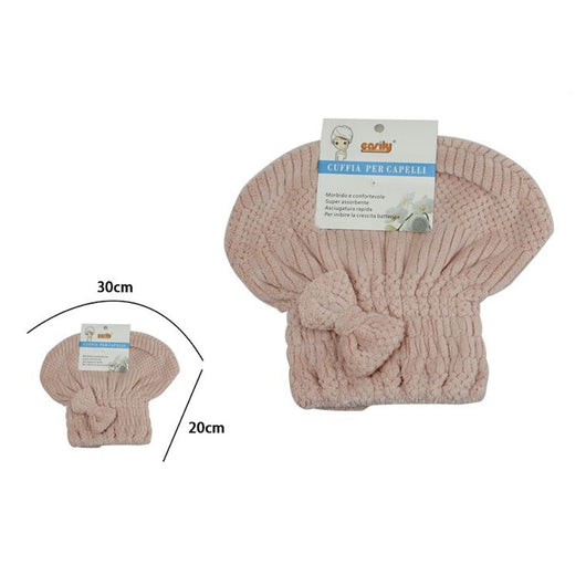 Trade Shop - Cuffia Asciuga Capelli Asciugamano Doccia Morbido Assorbente Fiocco Rosa 79625         