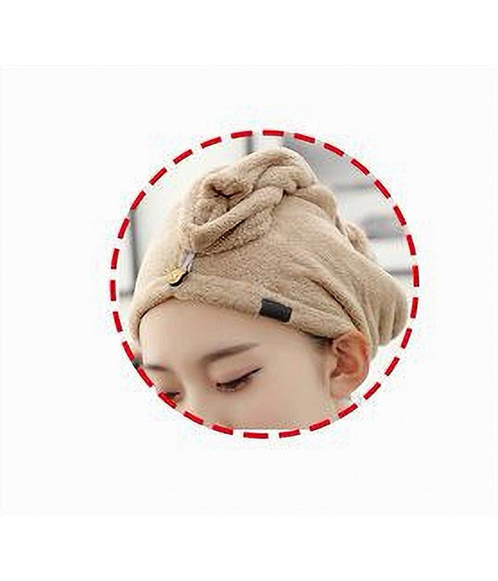 Cuffia Asciugamano Assorbente Shampoo Bagno Doccia Asciuga Capelli Beige 69608         