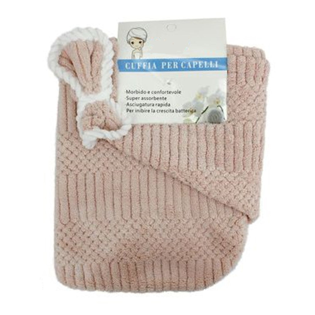 Trade Shop - Cuffia Asciugamano Shampoo Bagno Doccia Asciuga Capelli Fiocchetto Rosa 79631         