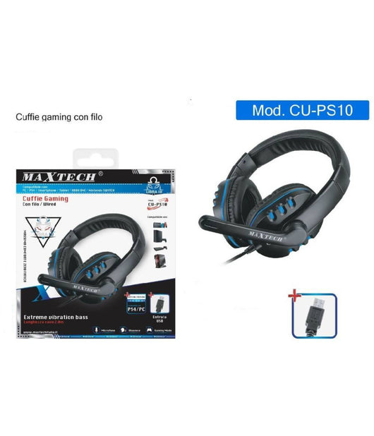 Cuffia Gaming Con Filo Microfono Vivavoce Entrata Usb Compatibile Ps4/pc Cu-ps10         
