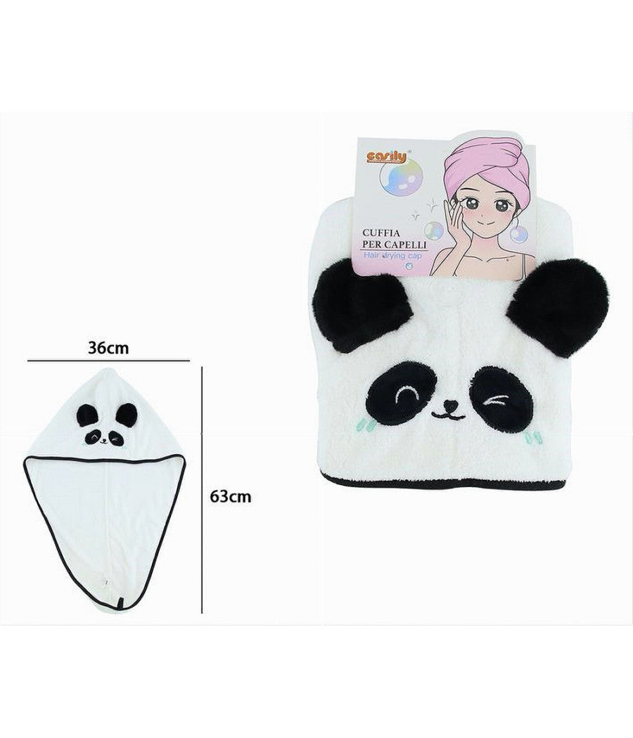 Cuffia Per Capelli Asciugamano Assorbente Shampoo Bagno Doccia Asciuga Panda 10732         