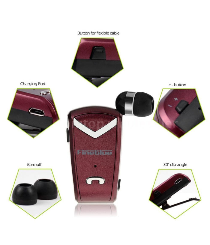 Cuffia Retraibile Auricolare Bluetooth Universale Fineblue F-v2 Per Smartphone         