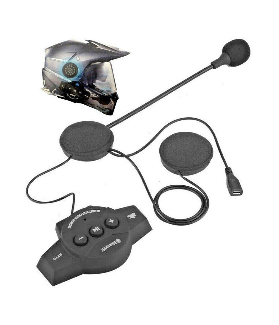 Trade Shop - Cuffie Auricolari Bluetooth Per Interno Casco Da Motocicletta Moto Con Microfono -