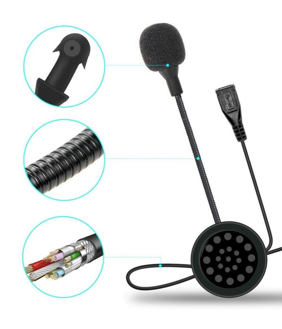 Trade Shop - Cuffie Auricolari Bluetooth Per Interno Casco Da Motocicletta Moto Con Microfono -