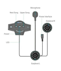Trade Shop - Cuffie Auricolari Bluetooth Per Interno Casco Da Motocicletta Moto Con Microfono -