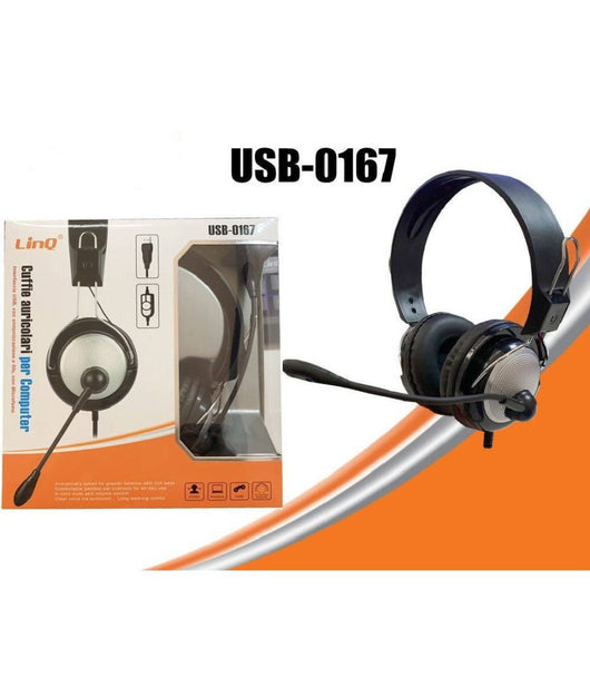 Cuffie Auricolari Stereo Con Microfono Usb Super Bass Giochi Film Per Pc Usb-0167         