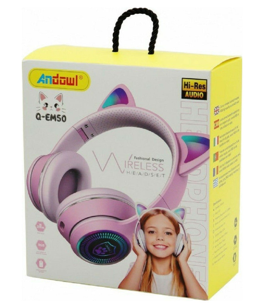 Cuffie Auricolari Wireless/cablate Orecchie Gatto Ricaricabili Bluetooth Q-em50         