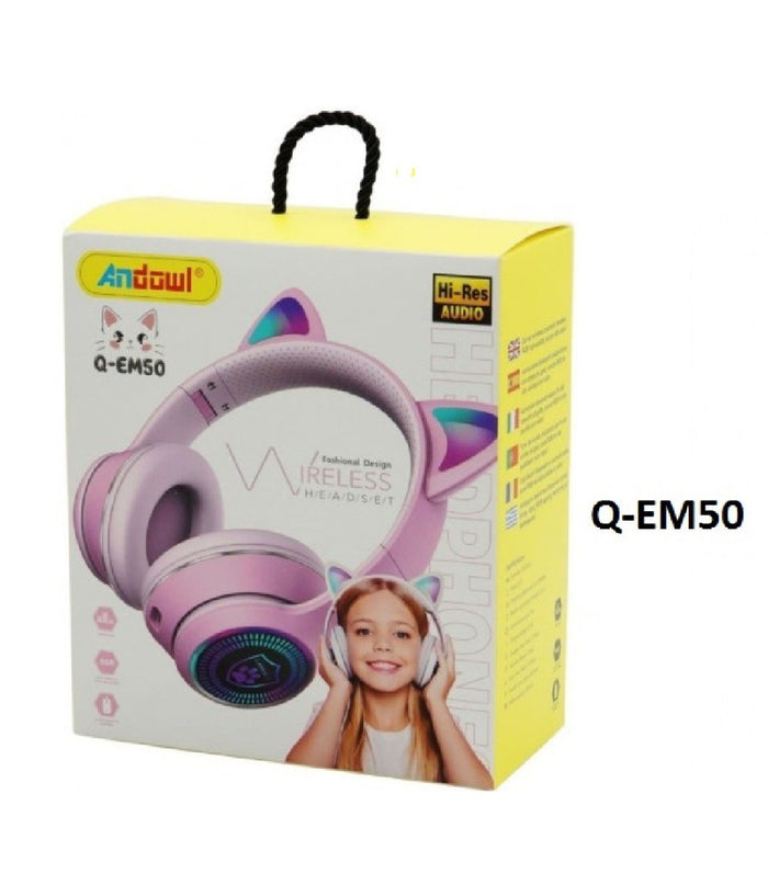 Cuffie Auricolari Wireless/cablate Orecchie Gatto Ricaricabili Bluetooth Q-em50         