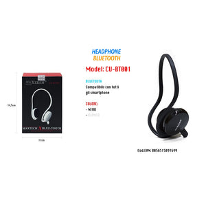Trade Shop - Cuffie Bluetooth Wireless Con Archetto Da Collo E Microfono Vivavoce Maxtech Cu-bt001 -