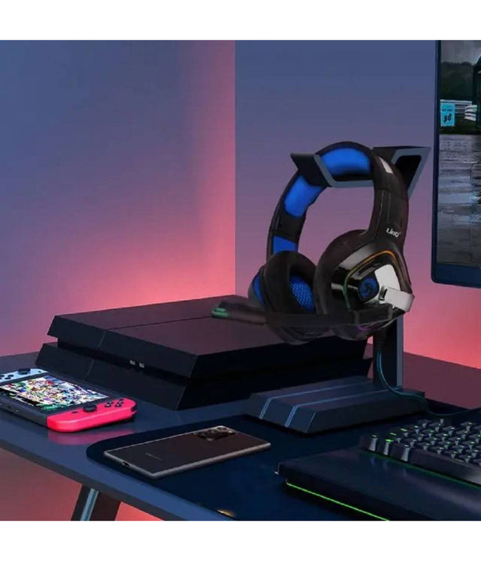 Cuffie Cablate Stereo Con Microfono Jack Usb Luci Rgb Led Gaming Film Pc Gm6066         