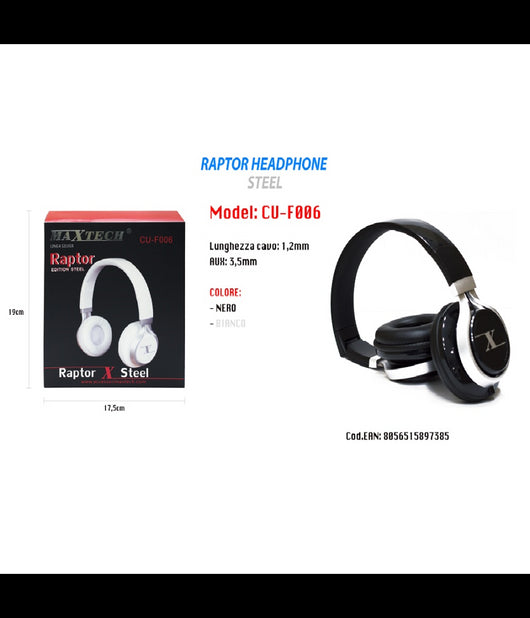 Cuffie Con Filo Microfono 3,5 Mm Pc Computer Mac Notebook Mp3 Portatili Maxtech Cu-f006         