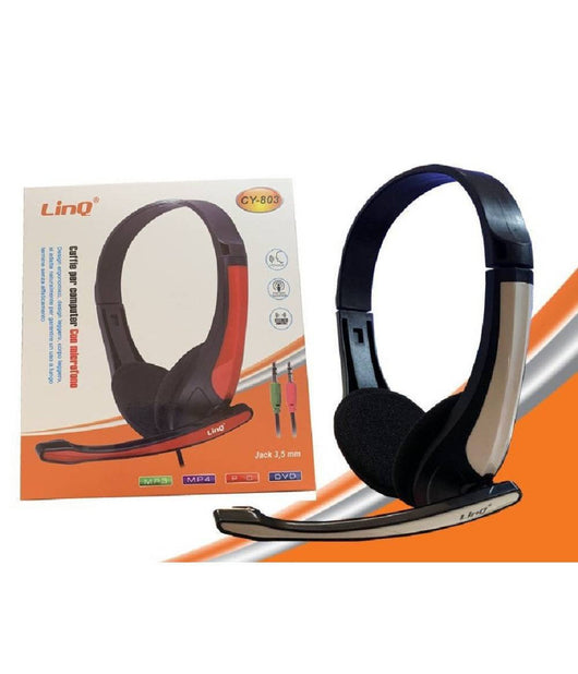 Cuffie Con Microfono Stereo Per Pc Notebook Computer Skype Msn Jack 3.5mm Cy-803         