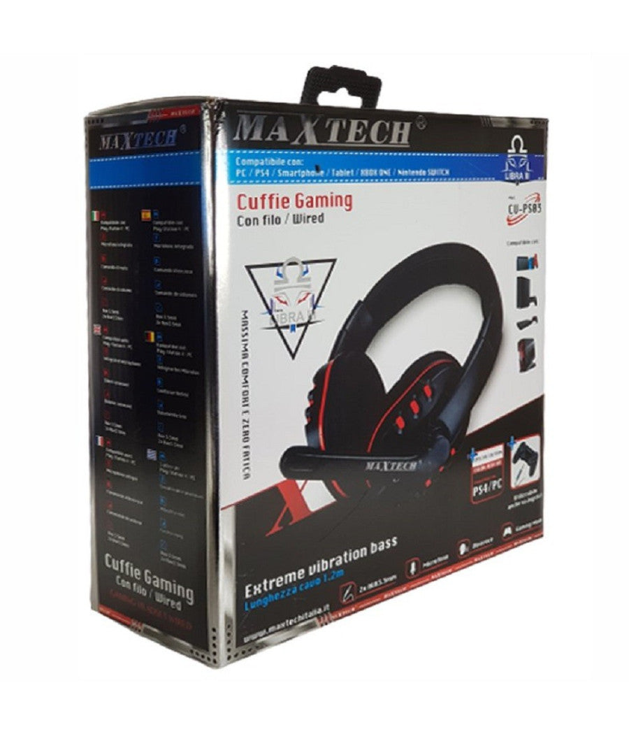 Cuffie Da Gioco Gaming Headset Con Microfono Compatibile Per Ps4/pc Maxtech Cu-ps03         
