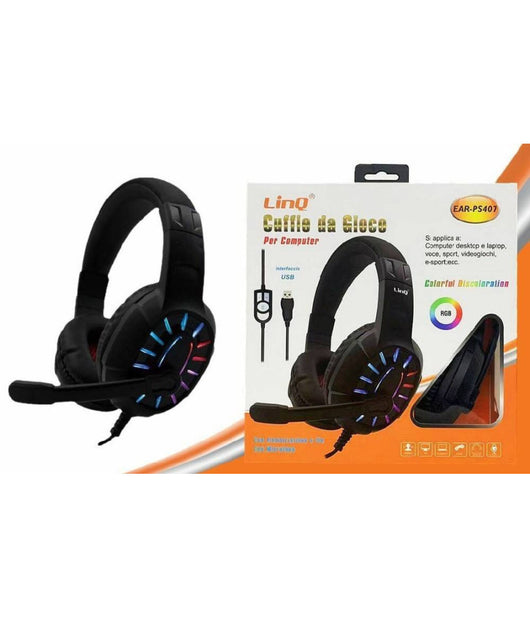 Cuffie Da Gioco Headset Con Microfono Led Rgb Gaming Usb Per Pc Computer Ear-ps407         