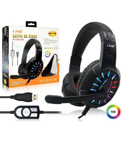 Cuffie Da Gioco Headset Con Microfono Led Rgb Gaming Usb Per Pc Computer Ear-ps407
