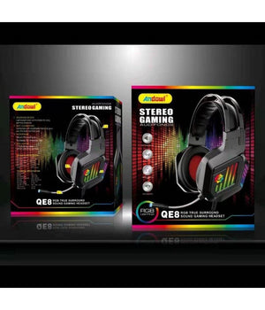 Cuffie Gaming Da Gioco Stereo Bass Con Microfono Luci A Led Rgb Per Ps4 Pc Qe8         