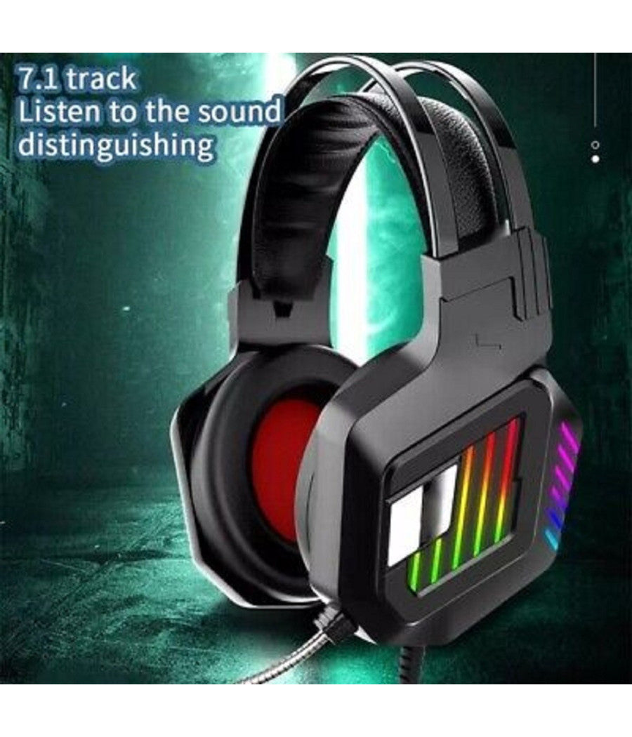Cuffie Gaming Da Gioco Stereo Bass Con Microfono Luci A Led Rgb Per Ps4 Pc Qe8         