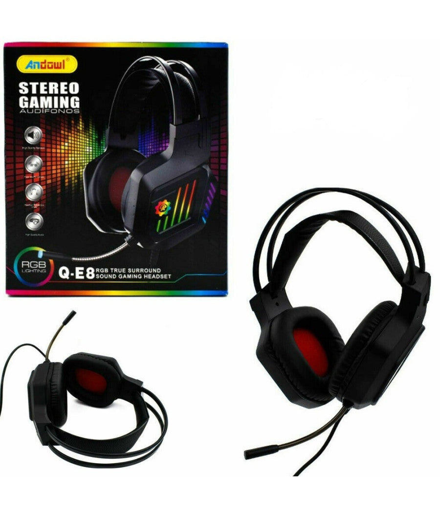 Cuffie Gaming Da Gioco Stereo Bass Con Microfono Luci A Led Rgb Per Ps4 Pc Qe8         
