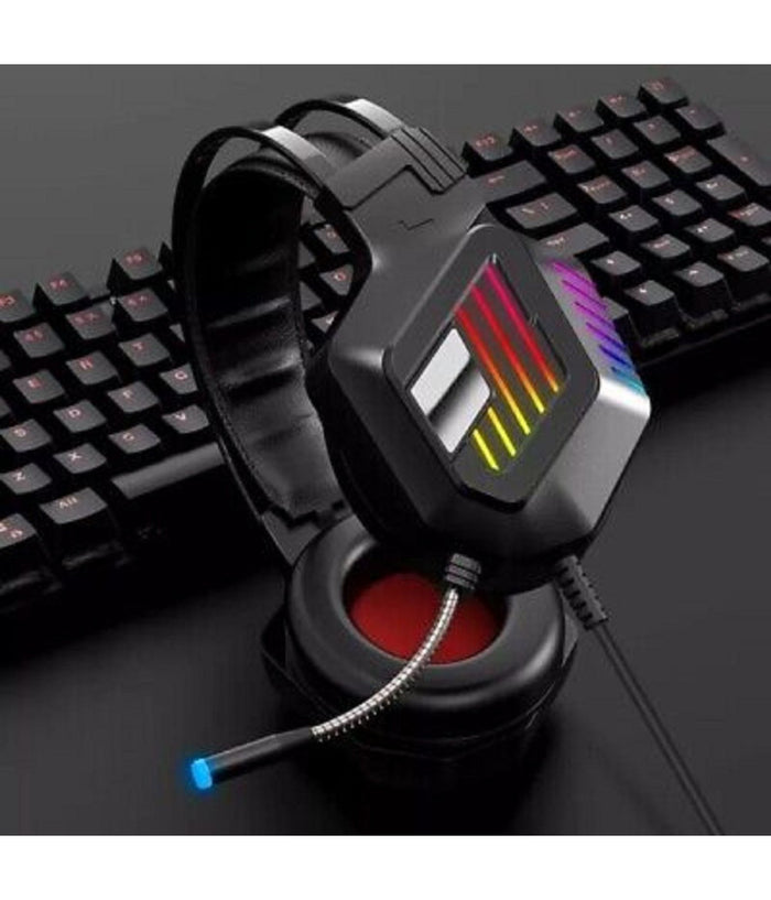 Cuffie Gaming Da Gioco Stereo Bass Con Microfono Luci A Led Rgb Per Ps4 Pc Qe8         