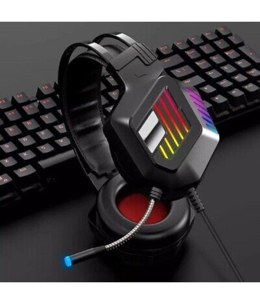 Cuffie Gaming Da Gioco Stereo Bass Con Microfono Luci A Led Rgb Per Ps4 Pc Qe8         