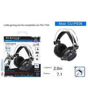 Cuffie Gaming Per Pc Ps4 Xbox One Controllo Volume E Microfono Usb Aux Cerberus         