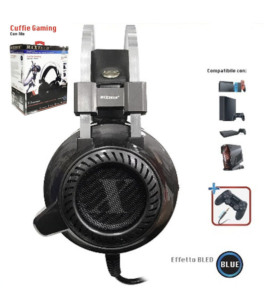 Cuffie Gaming Per Pc Ps4 Xbox One Controllo Volume E Microfono Usb Aux Cerberus         