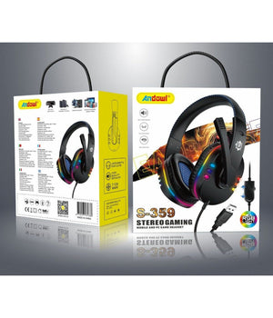 Cuffie Gioco Gaming Over-ear Stereo Porta Usb Luci Led Rgb Per Pc Ps3 Ps4 S-359         