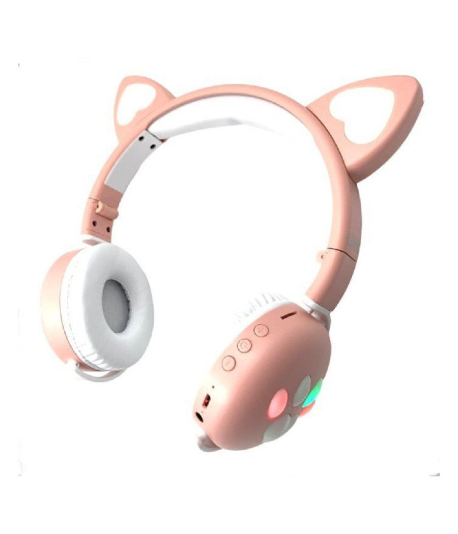 Cuffie Led Wireless Con Orecchie Da Gatto Con 7 Colori Di Luce Bluetooth Q-max60         