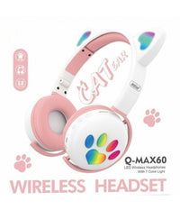 Cuffie Led Wireless Con Orecchie Da Gatto Con 7 Colori Di Luce Bluetooth Q-max60         