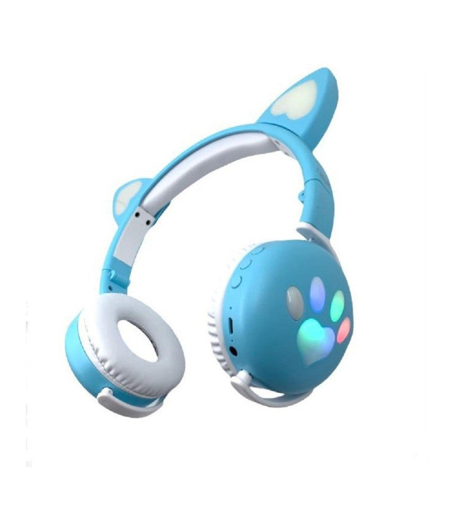 Cuffie Led Wireless Con Orecchie Da Gatto Con 7 Colori Di Luce Bluetooth Q-max60         