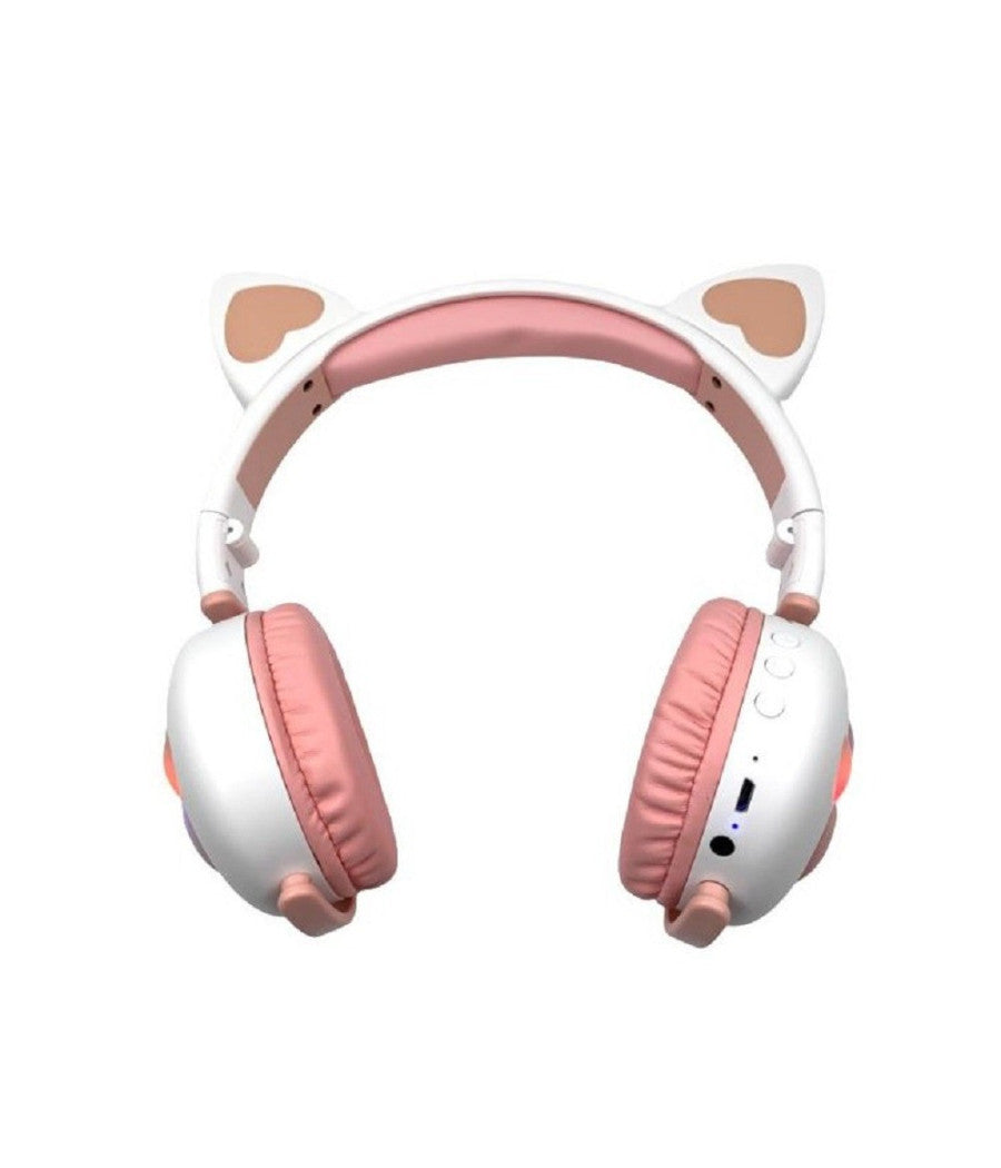 Cuffie Led Wireless Con Orecchie Da Gatto Con 7 Colori Di Luce Bluetooth Q-max60         