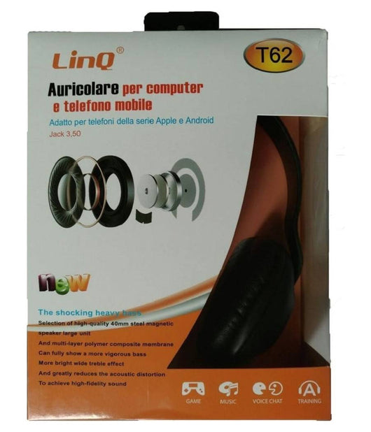 Cuffie On-ear Con Padiglioni Morbidi Con Jack 3,5mm Per Pc Computer Cellulare T62         