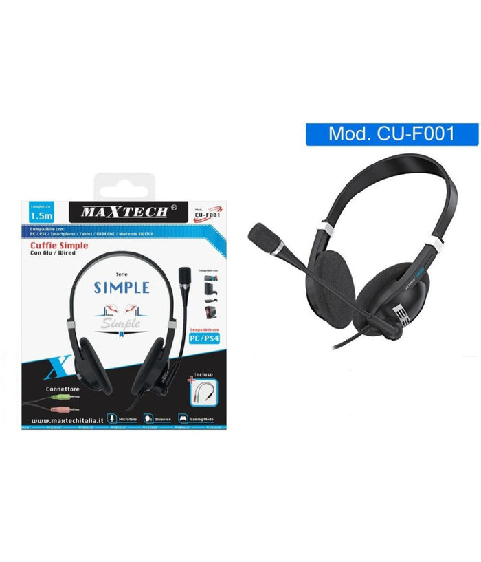 Cuffie Per Pc/ps4 Stereo Audio Microfono Giochi Musica Con Filo Maxtech Cu-f001         