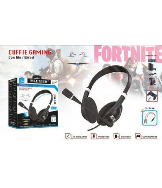 Cuffie Per Pc/ps4 Stereo Audio Microfono Giochi Musica Con Filo Maxtech Cu-f001         