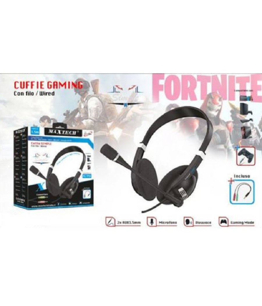 Cuffie Per Pc/ps4 Stereo Audio Microfono Giochi Musica Con Filo Maxtech Cu-f001         