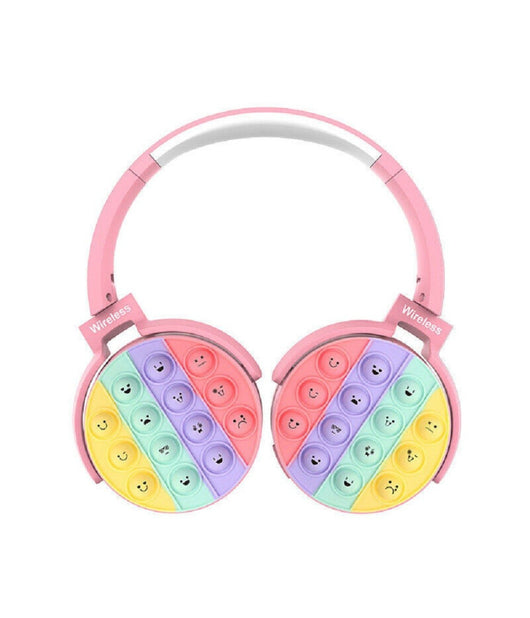 Trade Shop - Cuffie Popit Bambine Wireless Radio Bluetooth 5.0 Pieghevole Sd Usb Colore Rosa -
