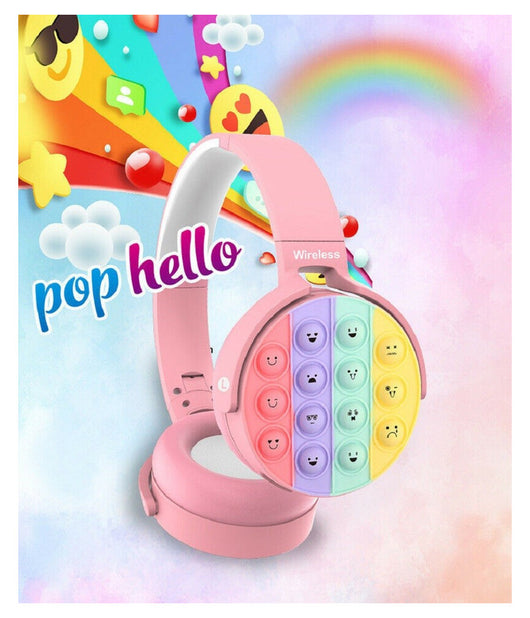 Trade Shop - Cuffie Popit Bambine Wireless Radio Bluetooth 5.0 Pieghevole Sd Usb Colore Rosa -