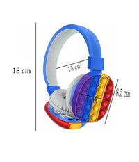 Cuffie Popit Blu Bambini Wireless Radio Bluetooth Arcobaleno Pieghevole Sd Usb         