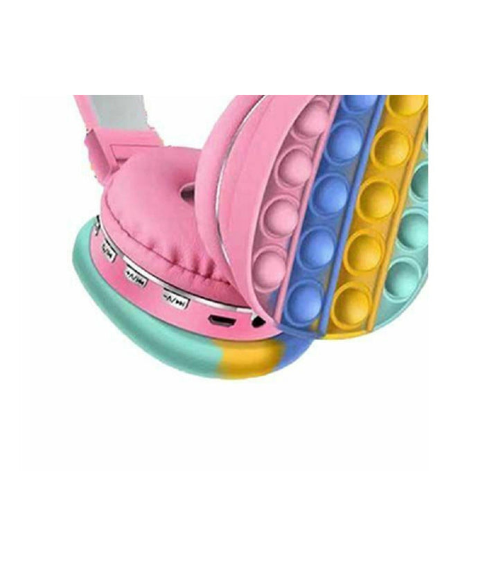 Cuffie Popit Rosa Bambine Wireless Radio Bluetooth Arcobaleno Pieghevole Sd Usb         