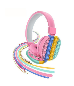 Cuffie Popit Rosa Bambine Wireless Radio Bluetooth Arcobaleno Pieghevole Sd Usb         