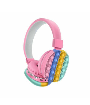 Cuffie Popit Rosa Bambine Wireless Radio Bluetooth Arcobaleno Pieghevole Sd Usb         