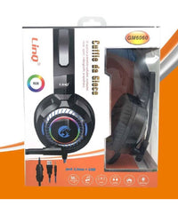 Cuffie Stereo Cablate Microfono Jack 3,5mm Usb Led Rgb Gaming Film Per Pc Gm6060         